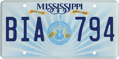 MS license plate BIA794