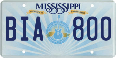 MS license plate BIA800