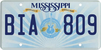 MS license plate BIA809