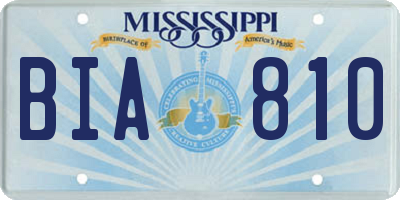 MS license plate BIA810