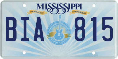 MS license plate BIA815