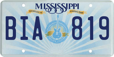 MS license plate BIA819