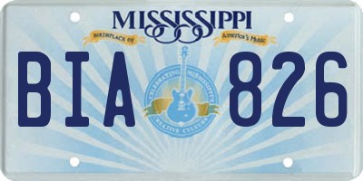 MS license plate BIA826