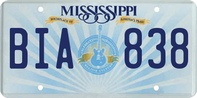 MS license plate BIA838