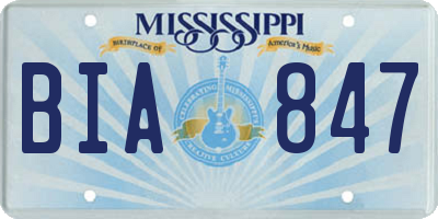 MS license plate BIA847