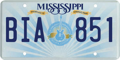MS license plate BIA851