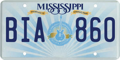 MS license plate BIA860