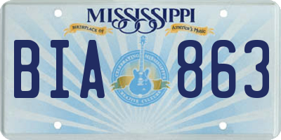 MS license plate BIA863