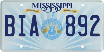 MS license plate BIA892