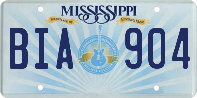 MS license plate BIA904