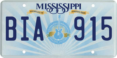 MS license plate BIA915