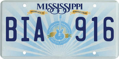 MS license plate BIA916
