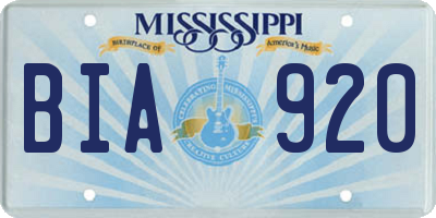 MS license plate BIA920