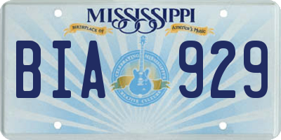 MS license plate BIA929