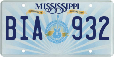 MS license plate BIA932