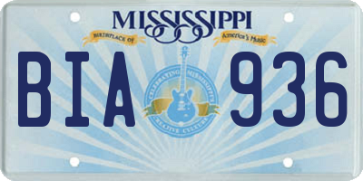 MS license plate BIA936