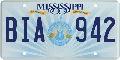 MS license plate BIA942
