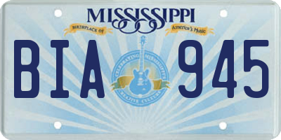 MS license plate BIA945