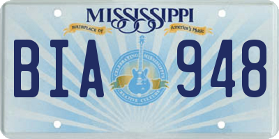 MS license plate BIA948