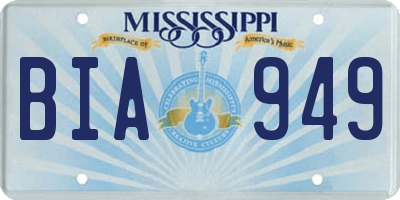 MS license plate BIA949
