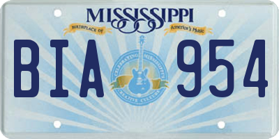 MS license plate BIA954