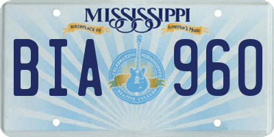 MS license plate BIA960