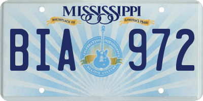 MS license plate BIA972