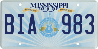 MS license plate BIA983