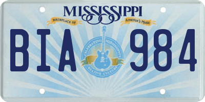 MS license plate BIA984