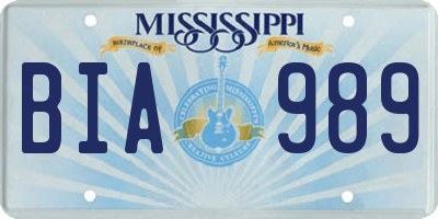 MS license plate BIA989
