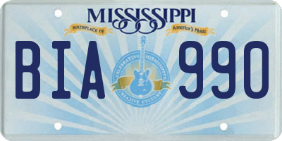 MS license plate BIA990