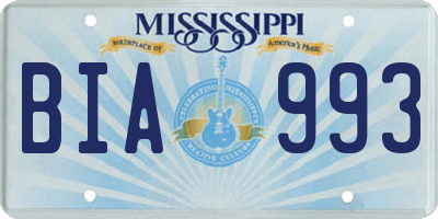 MS license plate BIA993
