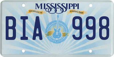 MS license plate BIA998