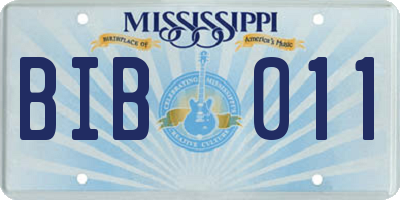 MS license plate BIB011
