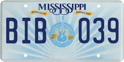 MS license plate BIB039