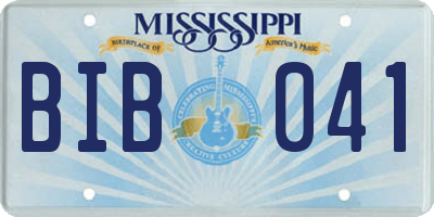 MS license plate BIB041
