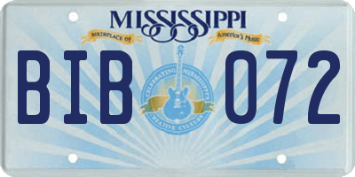 MS license plate BIB072