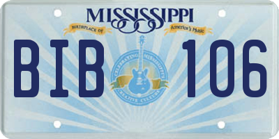 MS license plate BIB106