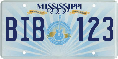 MS license plate BIB123