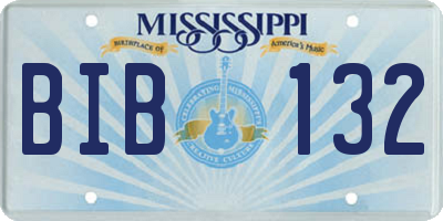 MS license plate BIB132