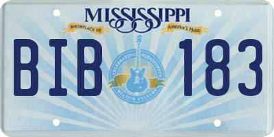 MS license plate BIB183
