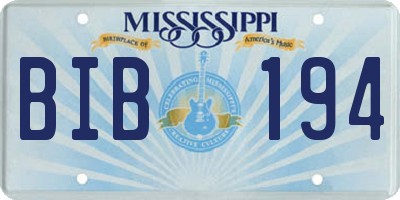 MS license plate BIB194