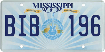MS license plate BIB196