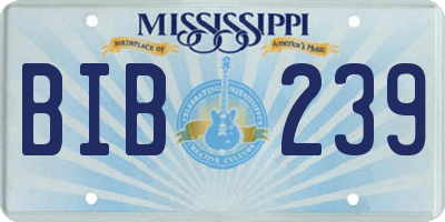 MS license plate BIB239