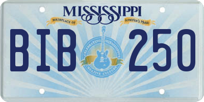 MS license plate BIB250