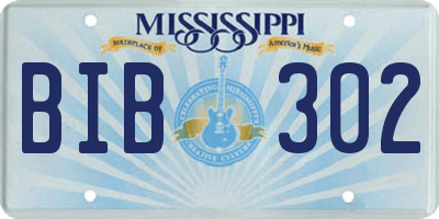 MS license plate BIB302
