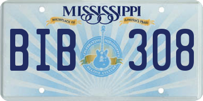 MS license plate BIB308