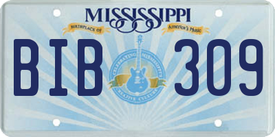 MS license plate BIB309