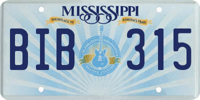 MS license plate BIB315