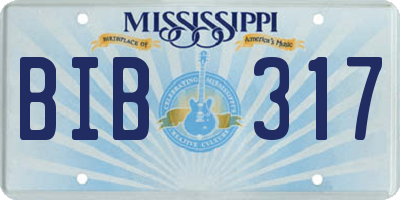 MS license plate BIB317